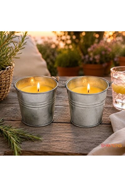 SHOPIENS Set de 2 lumânări anti-țânțari cu citronella în recipiente metalice ...