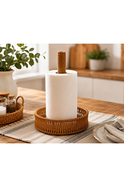 ARVALE Natural Rattan Paper Towel Holder Desktop Towel Stand Decorative Towel...