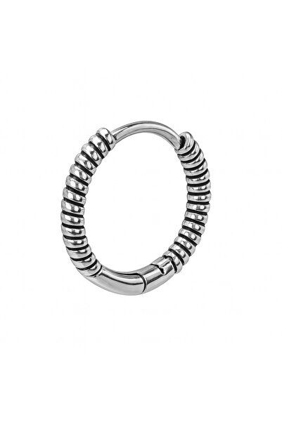 NIRE Unisex Ατσάλινο Σκουλαρίκι Κρίκος με Σπειροειδές Σχέδιο SL003