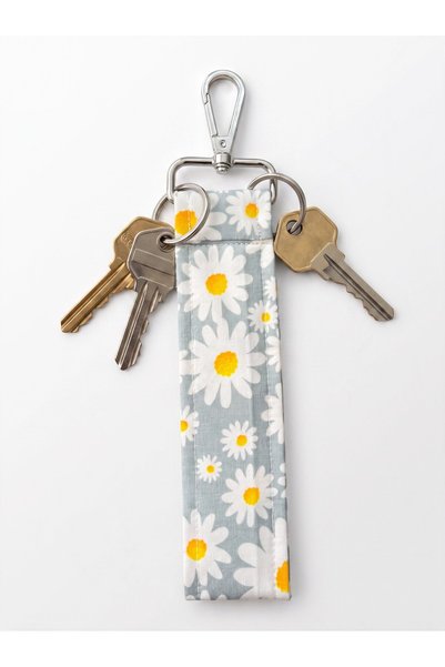 PURSEMARK Daisy Flower Patterned Keychain |   Durable Handmade Keychain
