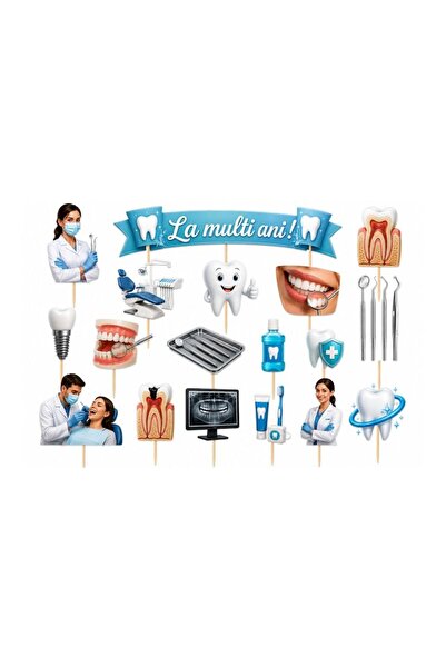 DecoParty Set de decor pentru tort – Tematică stomatologică, 18 piese, Carton...