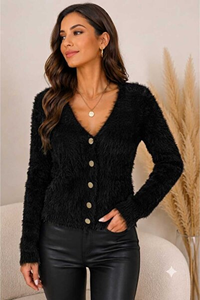 ASEZ BUTİK ZERAFETİN ADRESİ Women's V-Neck Soft Textured Knitwear Cardigan Go...