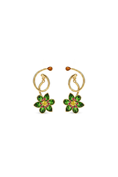Charmist Crystal Stone Flower Earrings Green