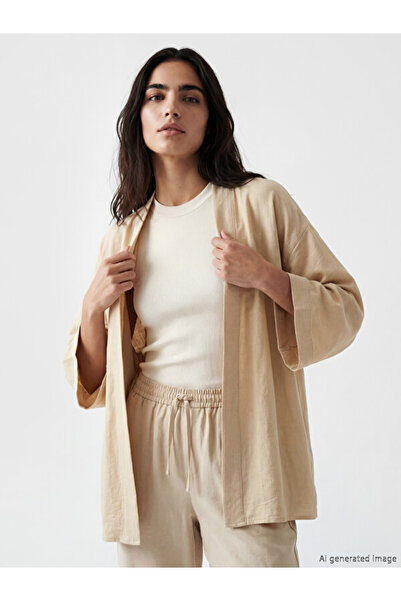 LC Waikiki Rmz Gi̇yi̇m Farkiyla Shawl Roba Collar Loose Fit Women's Kimono