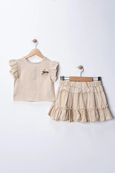 Generic Brand 1/5 Age Children's Set with Linen Cotton Fabric Skirt