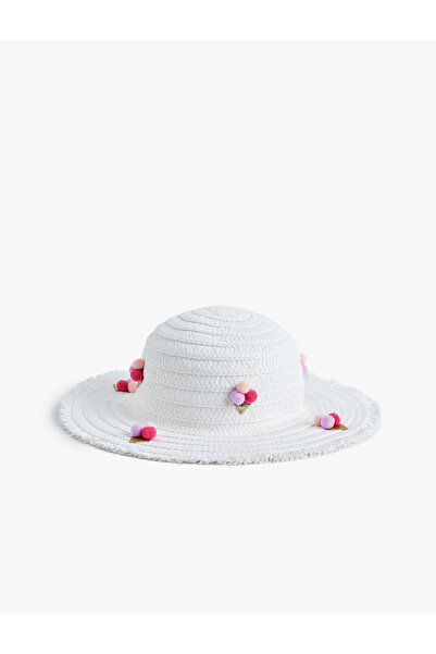 Koton Straw Hat with Pompom Detail