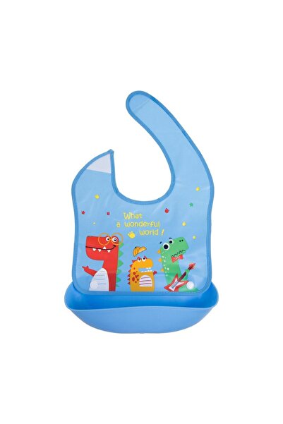 OEM Bavetă cu buzunar colector bebeluși, model dinozauri, plastic, albastru, ...