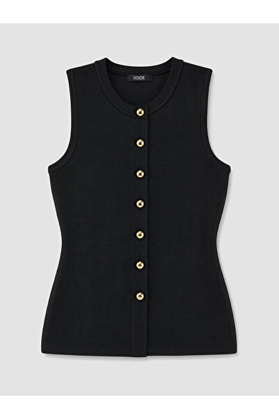 LC Waikiki Black Crew Neck Women's Knitwear Vest