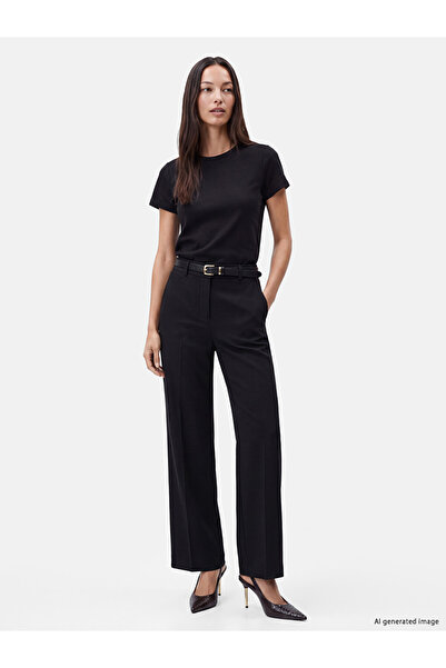 LC Waikiki Black Belted Wide Leg Women's Trousers