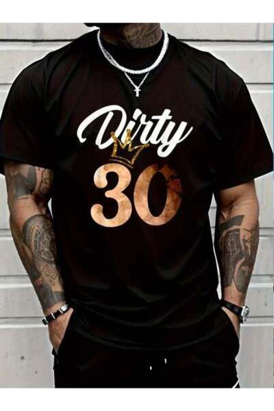 9TAY قميص قطني 100% بطبعة "Dirty Thirty" لعيد الميلاد الثلاثين مع تاج، تي شير...