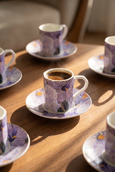 ACAR Serenade 6-Person Porcelain Coffee Cup Set Purple - 100 ml