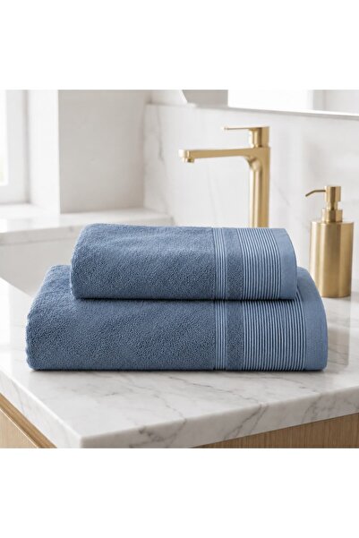 Bumbăcel Prosop din bumbac VEGAN STYLE, pentru baie, Gri Albastru, 70×135 cm