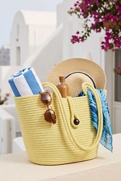 NOİR & GOLD Special Design Rope Knitted Women's Shoulder Bag - Suitable for D...