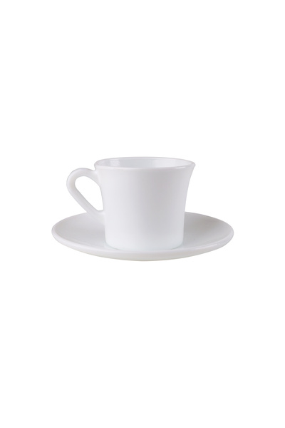 DELCASA طقم أكواب وصحون أوبالوير 12 قطعة DC3403، سعة 200 مل، أبيض