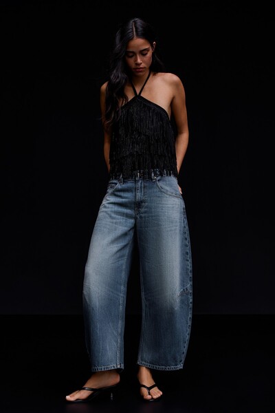 Bershka Barrel fit crop jean