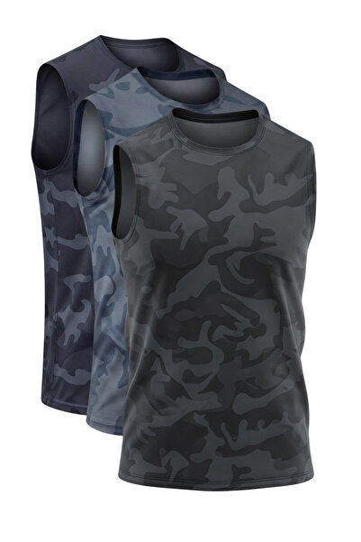 SERABLANKA 3 قطع من تيشيرتات رياضية رجالية ماصة للرطوبة سريعة الجفاف بدون أكم...