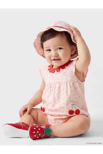 LC Waikiki Nevavm Farklı Bebe Yaka Printed Baby Girl Jumpsuit with Hat