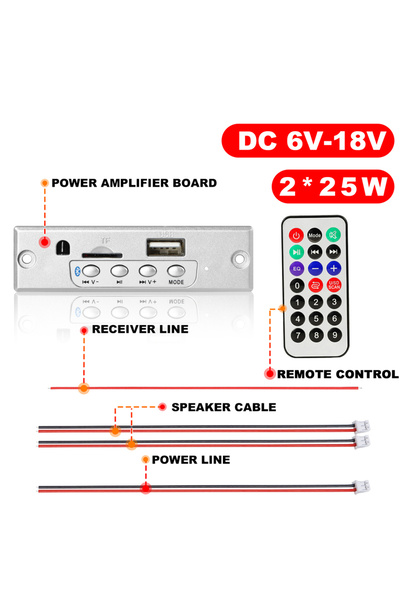 Choice black 2*25W 50W Amplifier DC 6-12V MP3 Decoder Board Bluetooth 5.0 12V...