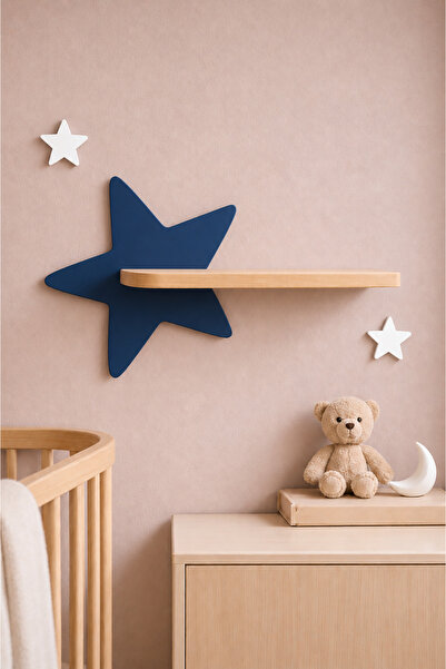 MAKS HOME Ahşap Çocuk Odası Duvar Rafı 🌠 Kuyruklu Yıldız Dekoratif Raf | Oyu...