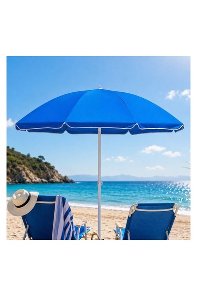 OEM Umbrelă de plajă, model cadru metalic, albastru, Ø1.80m – umbră puternică...