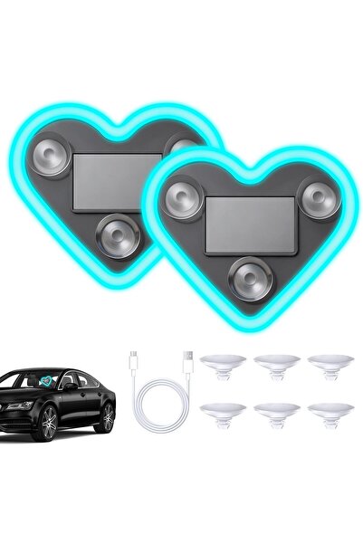 YOOJ ®   أضواء LED محيطية (قطعتان)، أضواء سيارة شمسية على شكل قلب، إضاءة محيط...
