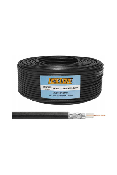 lexton Rg-58 Cablu coaxial de antenă 100% cupru 100m 4.95mm Negru
