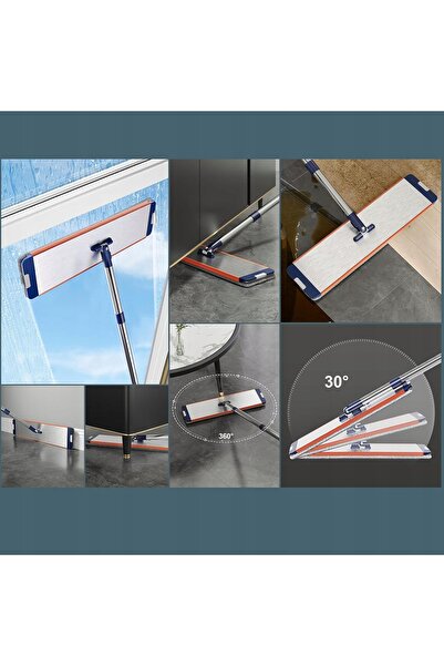 NO BRAND Mop rotativ plat cu recipient de deșeuri cu două compartimente + 5 r...