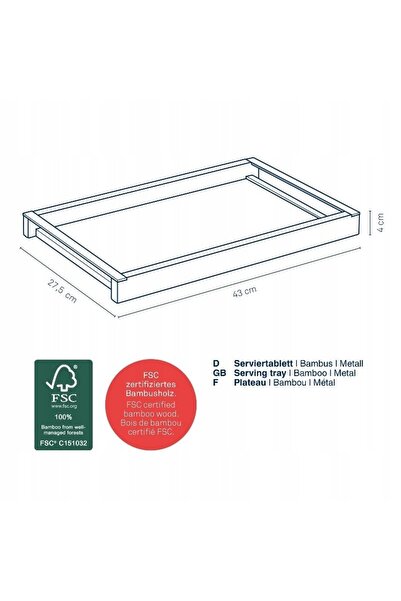 NO BRAND Tavă de servire din bambus Kela 43 X 27 X 4 cm