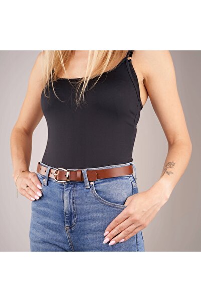 Brødrene Curea de damă pentru pantaloni, lată, maro, aurie, Brodrene, 120 cm