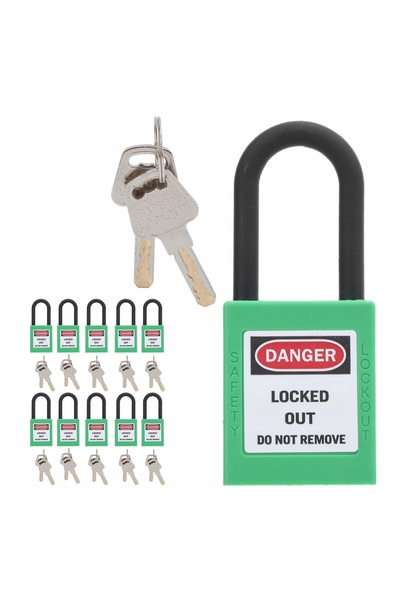 NO BRAND Locket Loto Lockout Protecție la lucru 38mm Verde 10 Bucăți