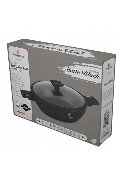 NO BRAND Oală joasă cu capac Berlingerhaus Bh-8185 Negru mat 28 cm; 3,8 L