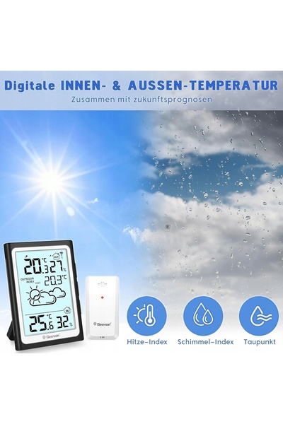 NO BRAND Stație meteo radio cu senzor exterior și termometru cu prognoză