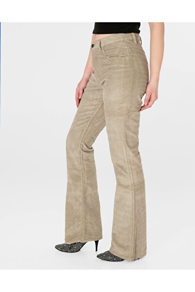 NO BRAND Pantaloni de damă Dzwony din catifea reiată, cu picior larg și lejer...