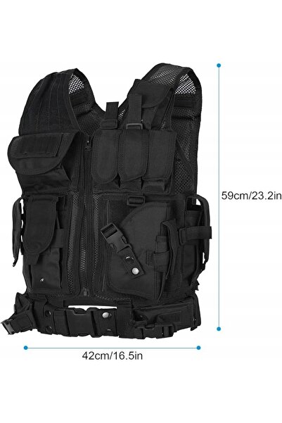 NO BRAND Vestă tactică militară, pentru camping și vânătoare, cu multiple buz...