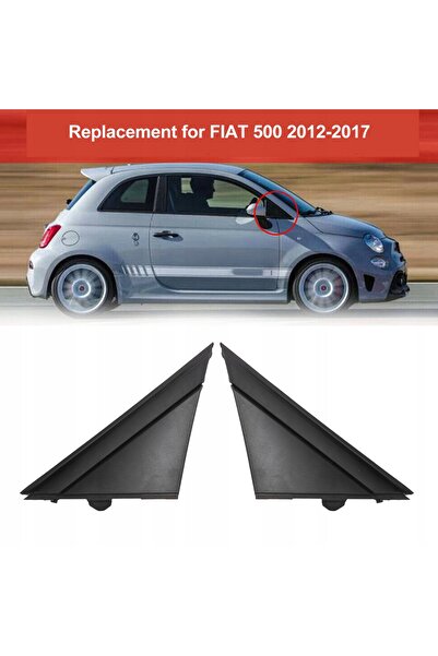 NO BRAND 1 Pereche Ornamente Triunghiulare pentru Capace Oglinzi Fiat 500 Neg...