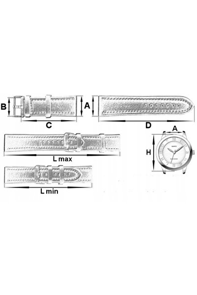 Atlantic Curea de ceas din piele neagră mată, conică, netedă, de 20 mm