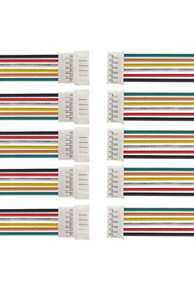 NO BRAND Conector Mini Micro Jst 2.0 mm Ph 6P cu fire de 15cm, 50 de perechi