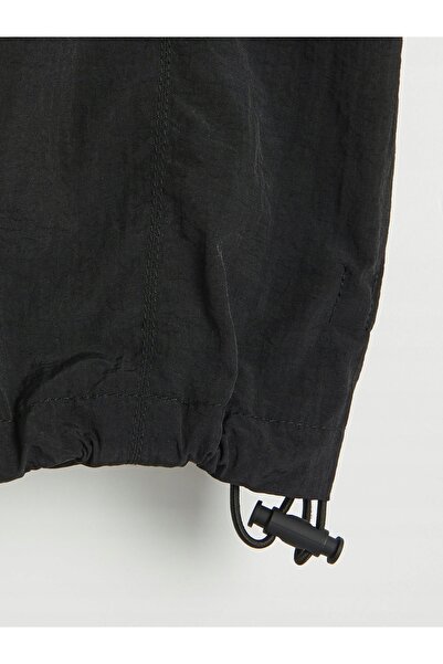 NO BRAND Pantaloni negri, netezi, stil cargo jogger, cu talie elastică, mărim...