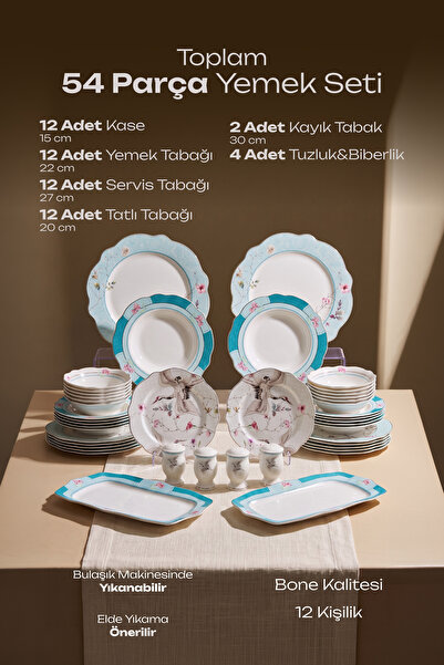 Perotti Japan Garden Bone 54 Parça 12 Kişilik Yemek Takımı