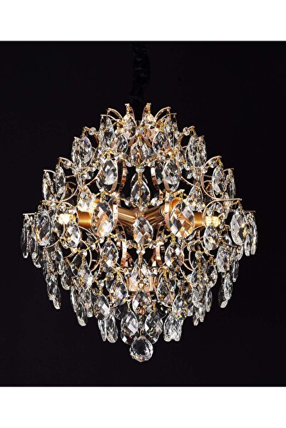 iTin Candelabru Cristal CRYSTARA Nobile, 5x E14, Diametru 40 cm, Auriu Lucios
