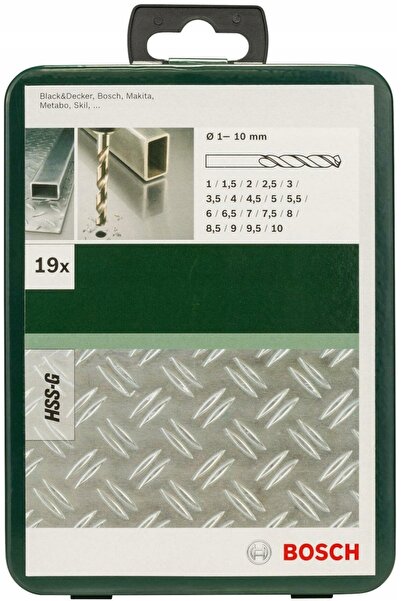 NO BRAND Set de burghie metalice 19 bucăți HSS-G 1-10mm Bosch 2609255062
