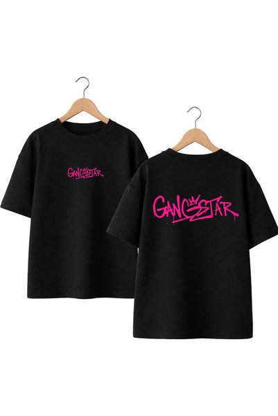 playwear Gangstar Back and Front Chest Printed 100% Cotton Oversize Loose Reg...