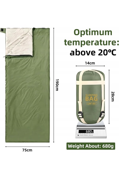 NO BRAND Sac de dormit de vară pentru adulți, ultraușor, compact, 680g, 190x75cm