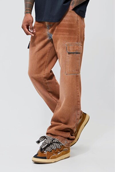 NO BRAND Boohooman 28 Pantaloni din denim lungi, drepți, nuanța scorțișoară, ...
