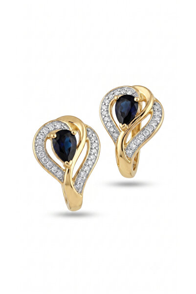SAAF Jewelry Sapphire Heart Pear-Cut Crystal Earrings - Gold Stainless Steel,...
