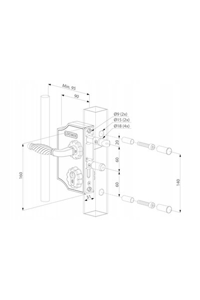 NO BRAND Broască decorativă Locinox Lakq-H2 Furtka 40 Mâner Pro
