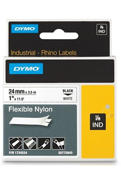NO BRAND Bandă Dymo 1734524 24mm X 3.5m Imprimare Alb/Negru Nailon OEM