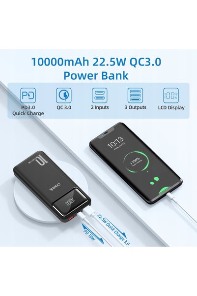 NO BRAND Powerbank 10000mAh încărcare rapidă 22.5W încărcător portabil intrar...