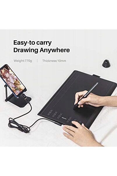 NO BRAND Tabletă grafică 10x6 inci, 8192P, cu pen, USB, 12 taste, Android Win...