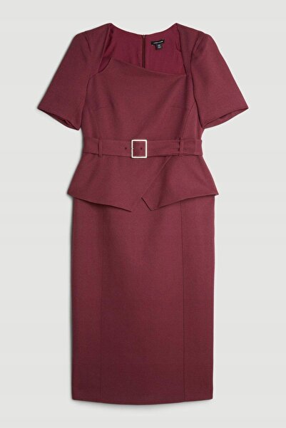 NO BRAND Rochie clasică PLUM cu mâneci scurte și curea KAREN MILLEN 36